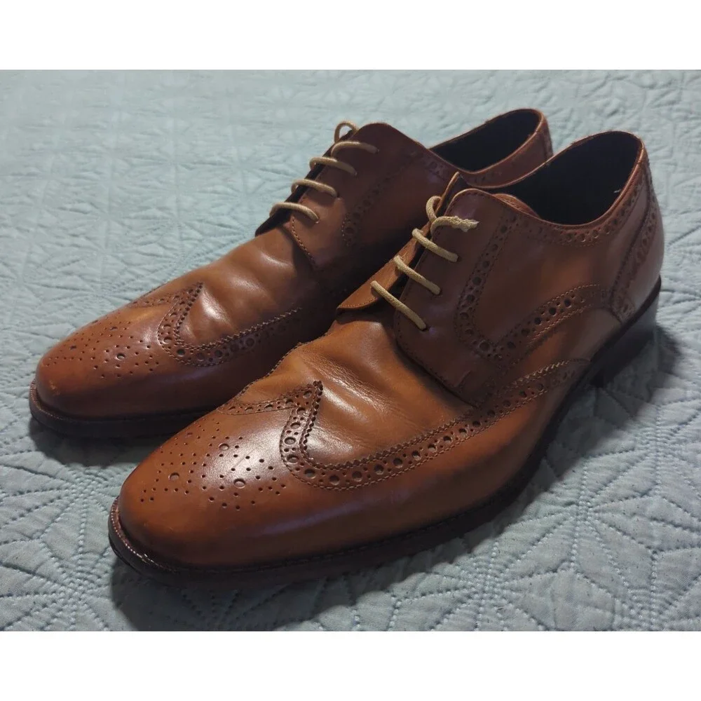 Cole Haan Air Giraldo Wingtip Oxfords Mens 11 British Tan Leather Brogue Classic
